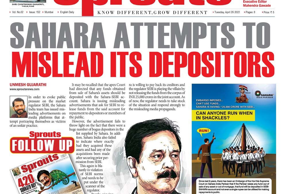 SAHARA  ATTEMPTS TO MISLEAD ITS DEPOSITORS