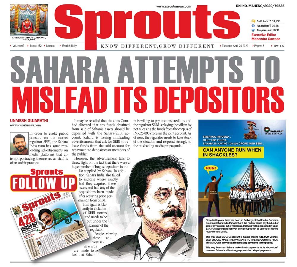 SAHARA  ATTEMPTS TO MISLEAD ITS DEPOSITORS