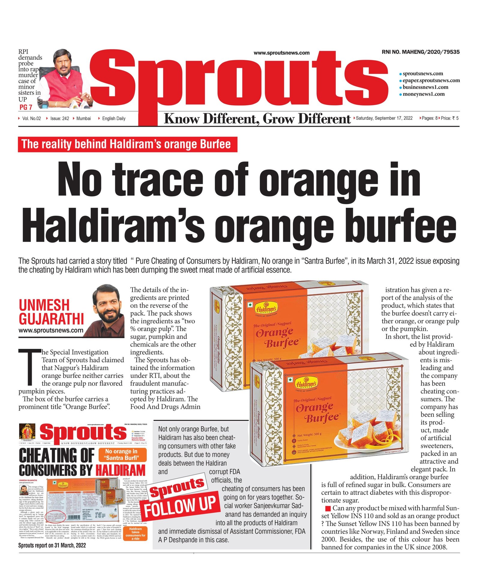 No trace of orange in Haldiram’s orange burfee