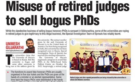 Misuse of retired judges to sell bogus PhDs