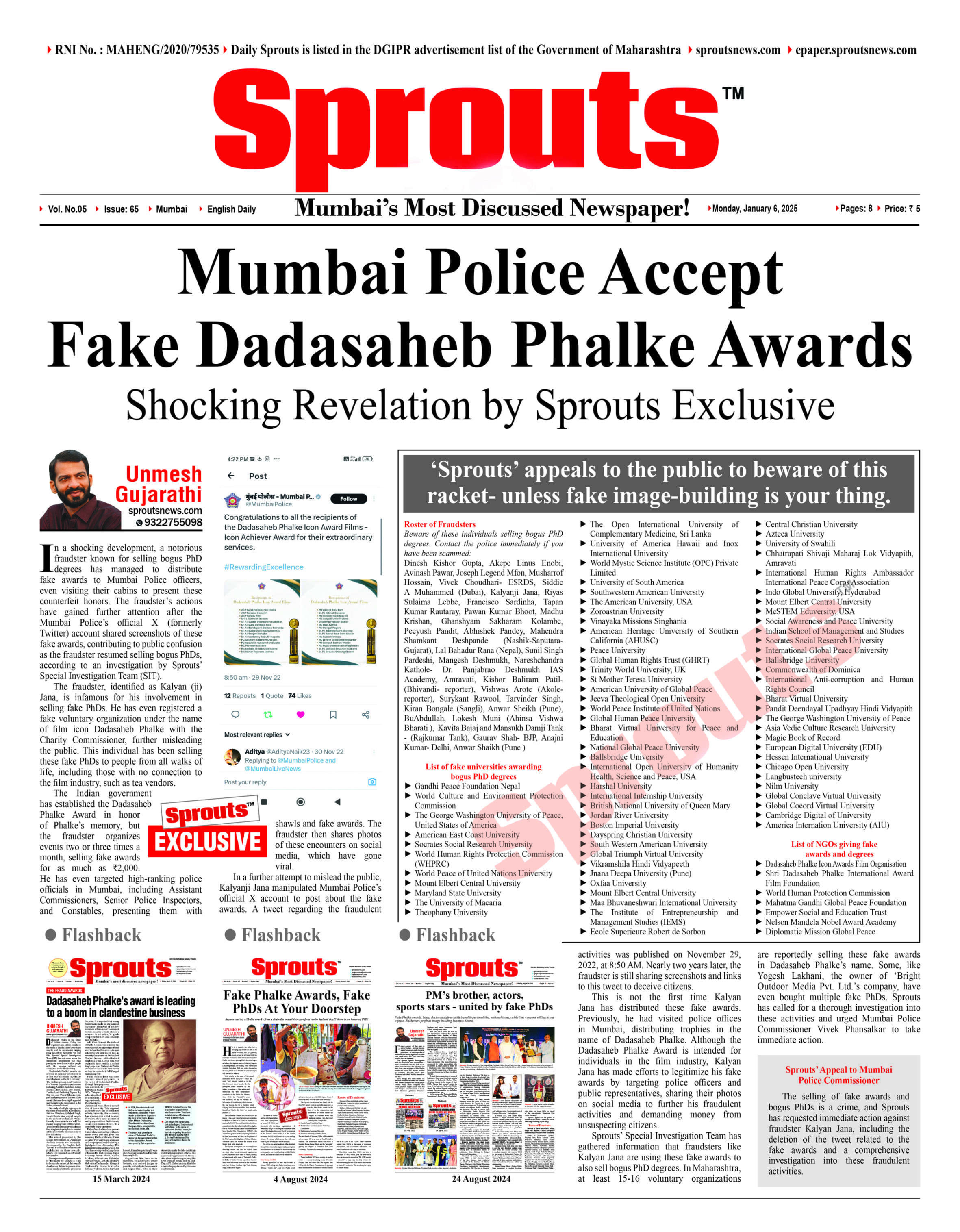 Mumbai Police Accept Fake Dadasaheb Phalke Awards