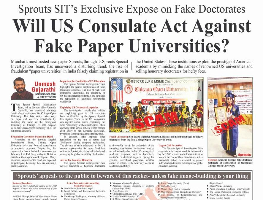 Will US Consulate Act Against Fake Paper Universities?